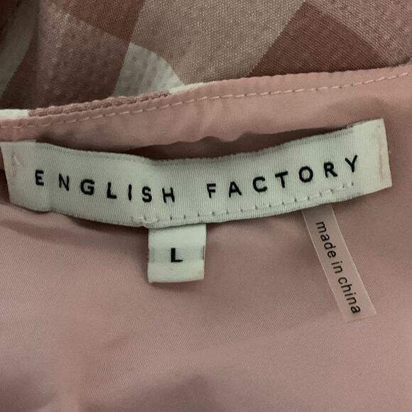 ENGLISH FACTORY Tiered Maxi Dress Cottage Baby Doll Gingham Pink Large Prairie - Picture 13 of 16